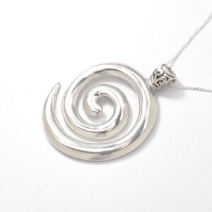 Swirl Pendant, Spiral Pendant, Solid Silver Pendant, Artistic Pendant, Statement Pendant, Round Pendant, Large Pendant, Twirl Pendant image 3