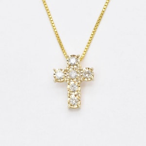 Diamond Cross Necklace, Natural Diamond Pendant, Solid 14k Gold Diamond Necklace, Dainty Christian Pendant, Small Cross Pendant, Adina Stone