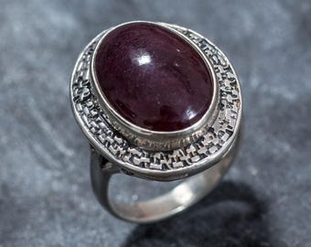 Ruby Ring, Natural Ruby, July Birthstone, 18 Carat Ruby, Statement Ring, Red Ruby, Real Ruby, Huge Stone, July Ring, Solid Silver Ring