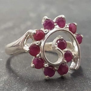 Real Ruby Ring, Ruby Ring, Natural Ruby Ring, July Birthstone, Silver Swirl Ring, Red Vintage Ring, Swirl Ring, Solid Silver Ring, Red Ring image 3