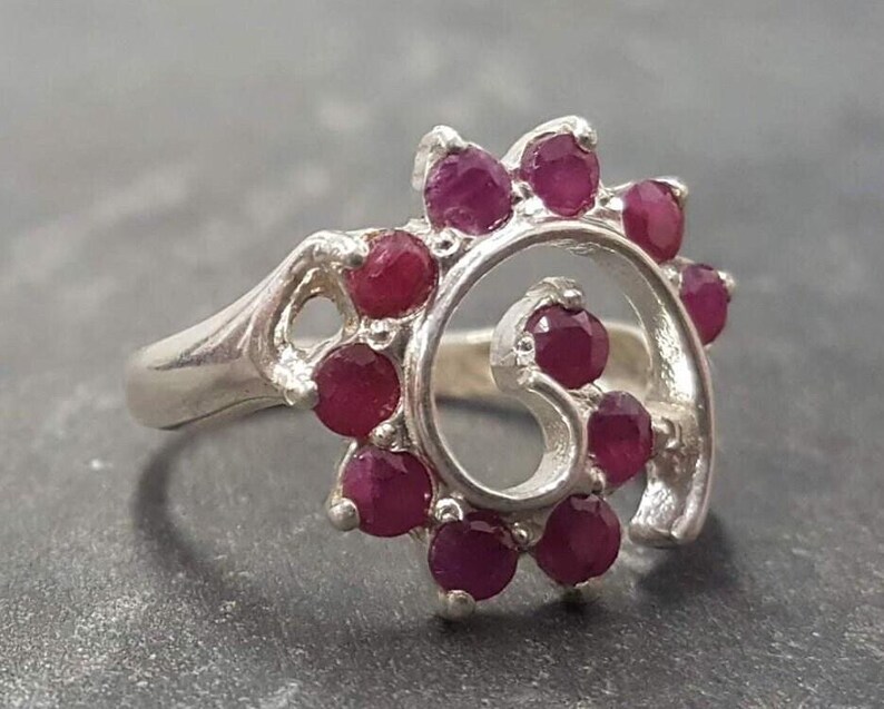 Real Ruby Ring, Ruby Ring, Natural Ruby Ring, July Birthstone, Silver Swirl Ring, Red Vintage Ring, Swirl Ring, Solid Silver Ring, Red Ring image 3
