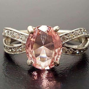 Bague pierre unique, bague morganite, morganite créée, bague de promesse rose, bague vintage rose, bague en argent 925, bague morganite rose, morganite