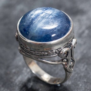 Kyanite Ring, Blue Kyanite, Natural Kyanite, Blue Kyanite Ring, Large Stone Ring, African Kyanite, Vintage Ring, Solid Silver Ring, Kyanite image 6