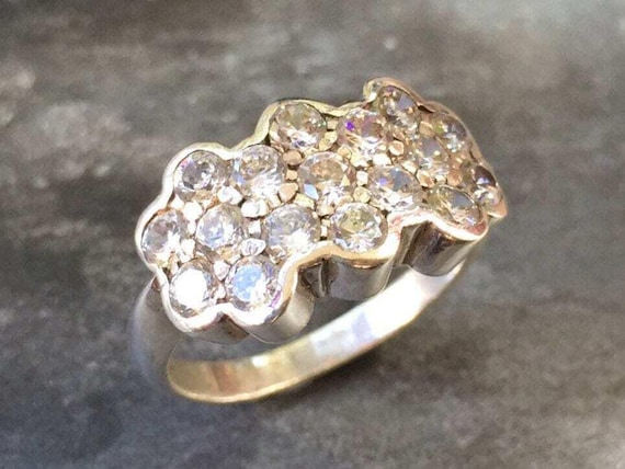 Bague Ancienne En Argent Massif 925 - Taille 57 - Style Alliance Jonc Marguerite