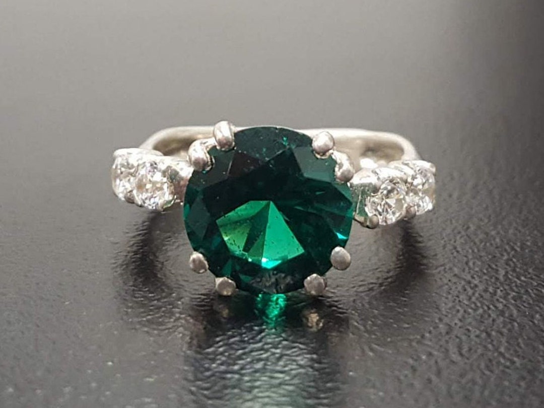 Emerald Ring Created Emerald Green Ring Promise Ring Green - Etsy UK