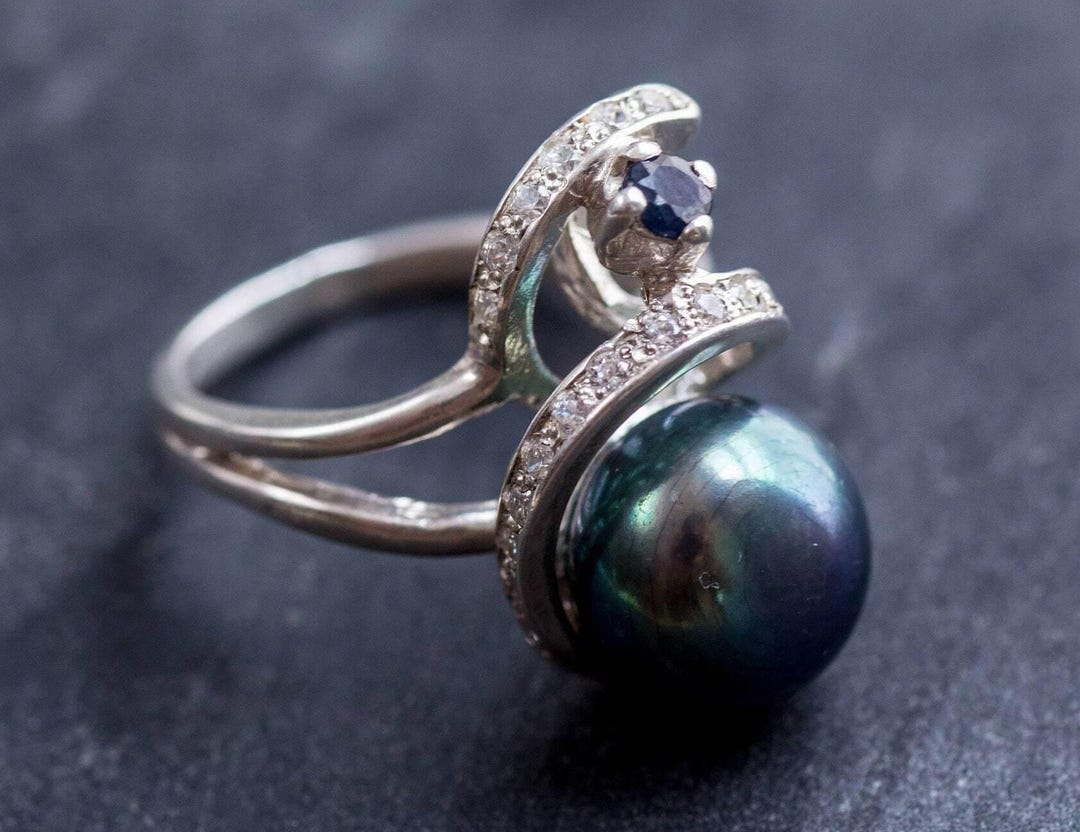 Black Pearl Ring, Natural Pearl, Pearl Ring, June Birthstone