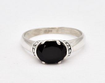 Black Onyx Ring, Natural Onyx Ring, Vintage Onyx Ring, Silver Tribal Ring, Silver Onyx Ring, Black Oval Ring,  Gothic Ring, Adina Stone