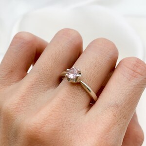 Unique Stone Ring, Morganite Ring, Created Morganite, Pink Promise Ring, Pink Vintage Ring, 925 Silver Ring, Pink Morganite Ring, Morganite image 2