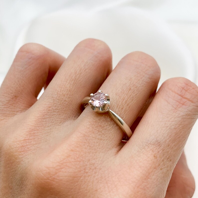 Unique Stone Ring, Morganite Ring, Created Morganite, Pink Promise Ring, Pink Vintage Ring, 925 Silver Ring, Pink Morganite Ring, Morganite image 2