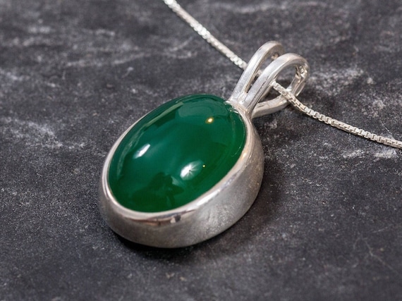Emerald Pendant, Antique Pendant, Vintage Pendant, Green Pendant, Emerald Chain, Silver Pendant, Sterling Silver, Silver Chain, Green Chain