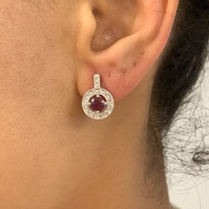 Natural Sapphire Earrings, Natural Sapphire, September Birthstone, Vintage Earrings, Sapphire Earrings, Round Earrings, 925 Silver, Sapphire image 2