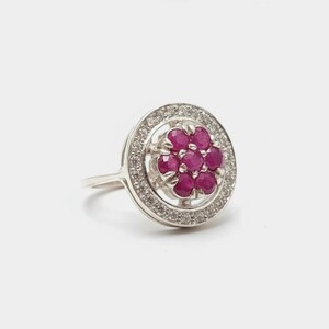 Red Ruby Ring, Natural Ruby Ring, Red Flower Ring, Vintage Rings, July Birthstone, Real Ruby Ring, July Birthstone Ring, Solid Silver Ring