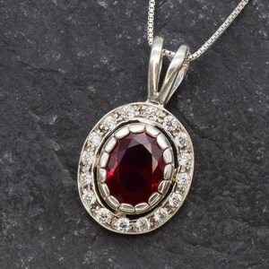 Ruby Pendant, Created Ruby, Antique Ruby Pendant, Vintage Ruby Pendant, Victorian Pendant, Red Diamond Pendant, Red Oval Pendant, 925 Silver image 3