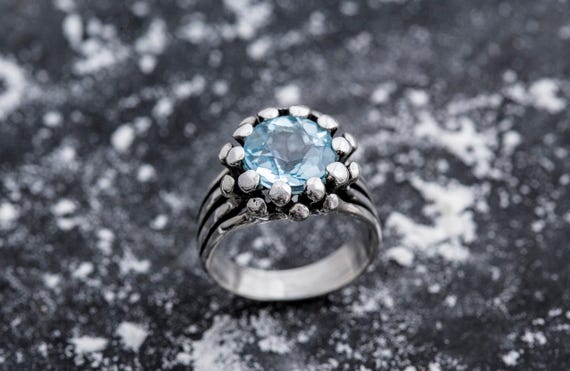 Statement Ring, Blue Topaz Ring, Natural Blue Topaz, Topaz Ring, December Birthstone, Unique Ring, Blue Ring, Solid Silver Ring, Blue Topaz