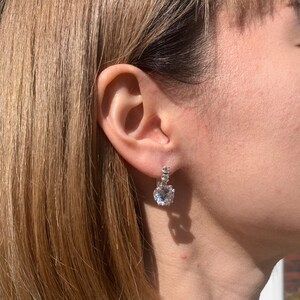 Vintage Earrings, Diamond Earrings, 2 carat Diamond, Created Diamond, Bridal Diamond Earrings, Bridal Earrings, CZ Diamonds, Solid Silver image 3