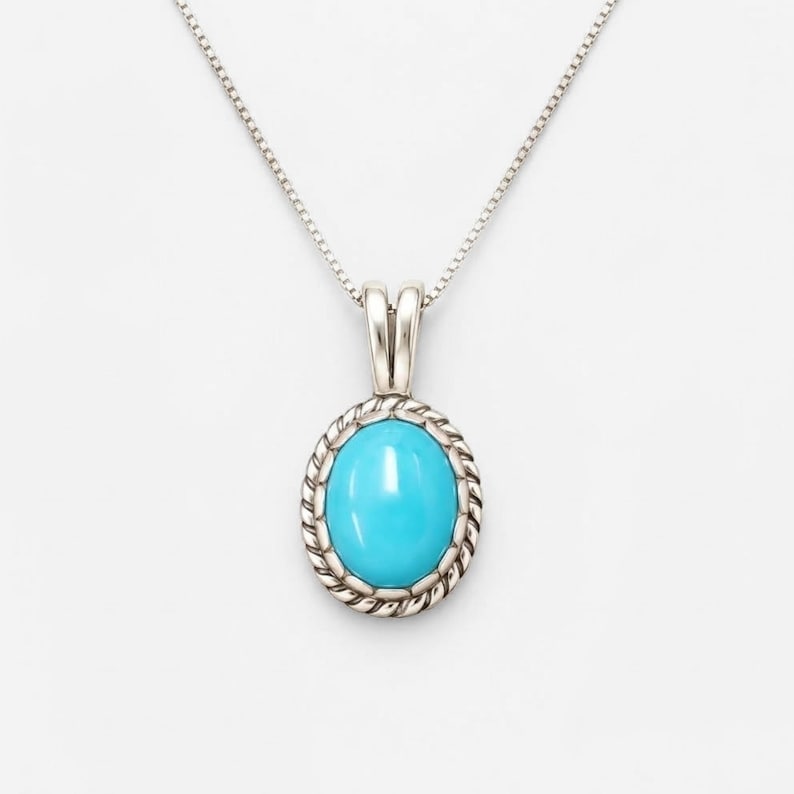 Turquoise Pendant, Natural Turquoise, December Pendant, Victorian Pendant, Vintage Pendant, Sleeping Beauty, Blue Pendant, Silver Pendant
