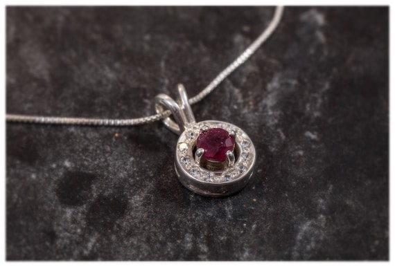Ruby Pendant, Natural Ruby Pendant, Real Ruby, July Birthstone, Silver Pendant, Vintage Pendant, Red Pendant, Small Pendant, Dainty Pendant