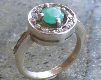 Emerald Ring, Natural Emerald, Antique Ring, Vintage Emerald Ring, May Birthstone, Antique Emerald Ring, Antique Rings, Sterling Silver Ring