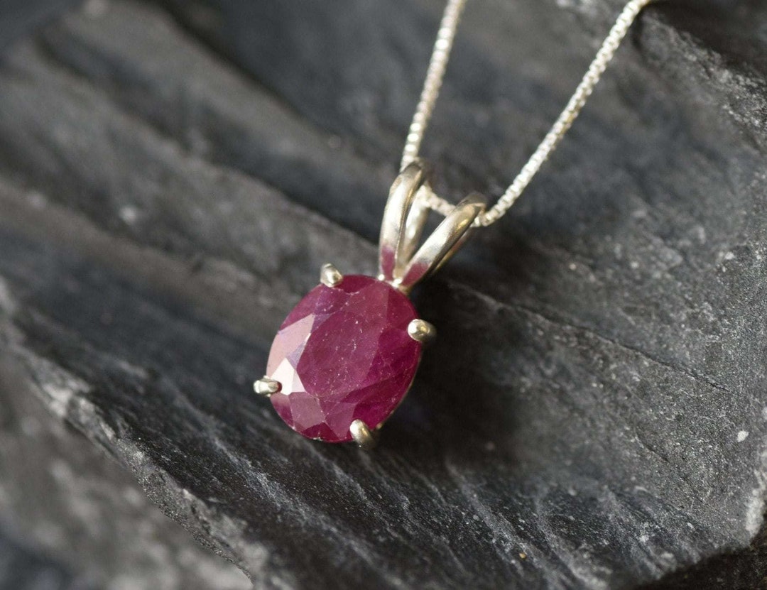 Natural Ruby Pendant, Natural Red Ruby, Large Ruby Pendant, Red Oval ...