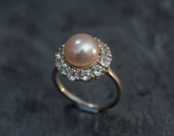 Real Pearl Ring Shape Pure 925 Silver (Chaandi) - Italian Ring