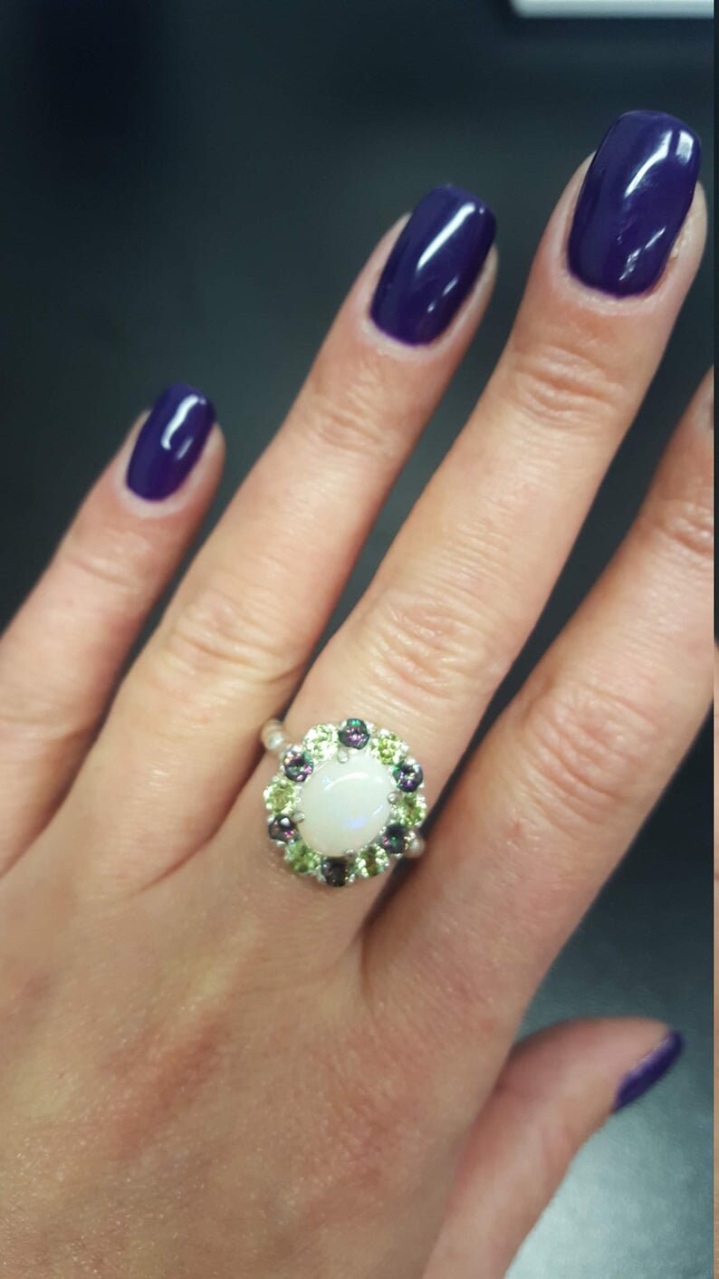 Natural Opal Ring Opal Ring Australian Opal Ring Real Opal Ring Victorian Ring Silver Ring Topaz Ring October Ring Vintage Opal Ring