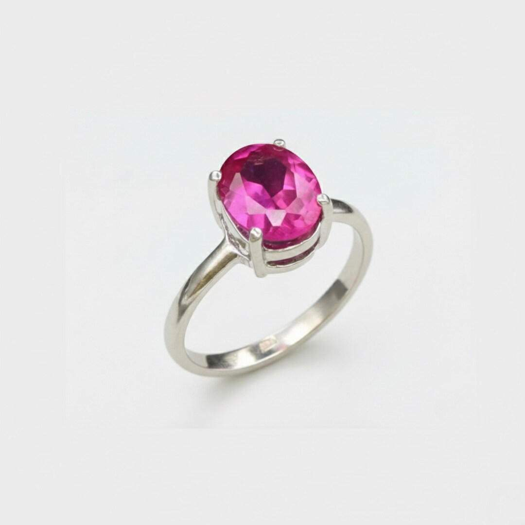 Pink Alexandrite Ring, Created Alexandrite, Pink Oval Ring, Proposal ...