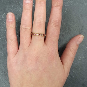 Anillo de oro con rubí, anillo de rubí, rubí natural, anillo de eternidad completo, anillo de eternidad de oro, anillo vintage de oro, alianza de rubí auténtico, alianza de rubí, anillo de plata imagen 2