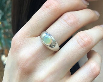 Ethiopian Opal Ring, Opal Ring, Natural Opal, October Birthstone, Silver Shield Ring, Vintage Opal Ring, Fire Opal Ring, Solid Silver Ring