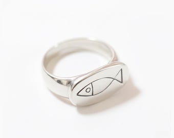 Pisces Ring, Fish Sign Ring, Solid Silver Ring, Pisces Silver Ring, Artistic Pisces Ring, Sterling Silver Ring, March Ring, February Ring