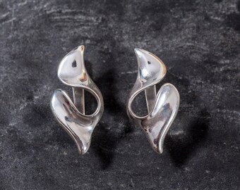 Large Silver Earrings, Asymmetric Earrings, Statement Earrings, Unique Earrings, Artistic Earrings, Heavy Studs, 925 Silver Earrings