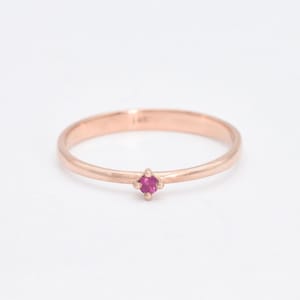 Genuine Ruby Ring, Certified Ruby, Solid Rose Gold Ring, Dainty Ruby Ring, Ruby Promise Ring, 14k Solid Gold, July Birthstone Ring, For Her