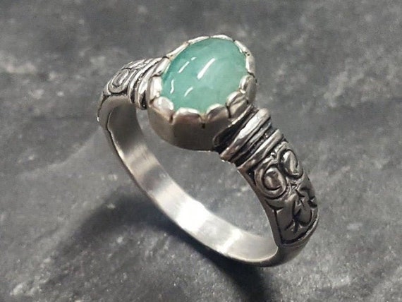 Bohemian Ring Emerald Ring Natural Emerald May Birthstone