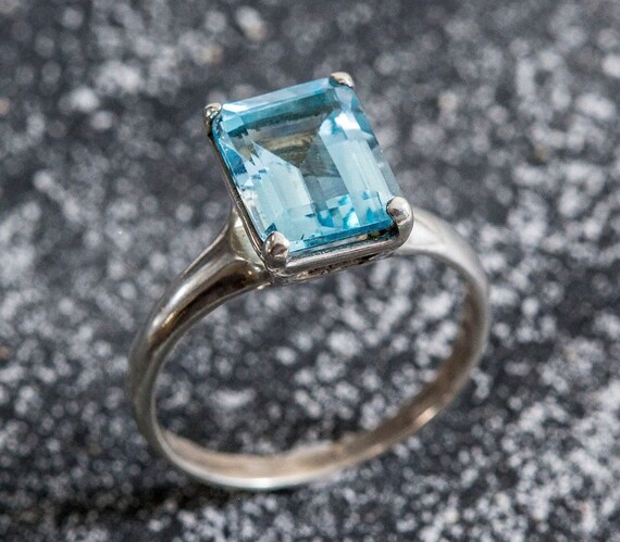 Square blue topaz ring deals