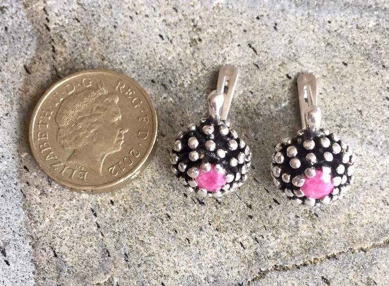 Ruby Earrings, Natural Ruby Earrings, Vintage Earrings, Antique Earrings, Natural Ruby, Vintage Ruby Earrings, July Birthstone, Pure Silver image 6