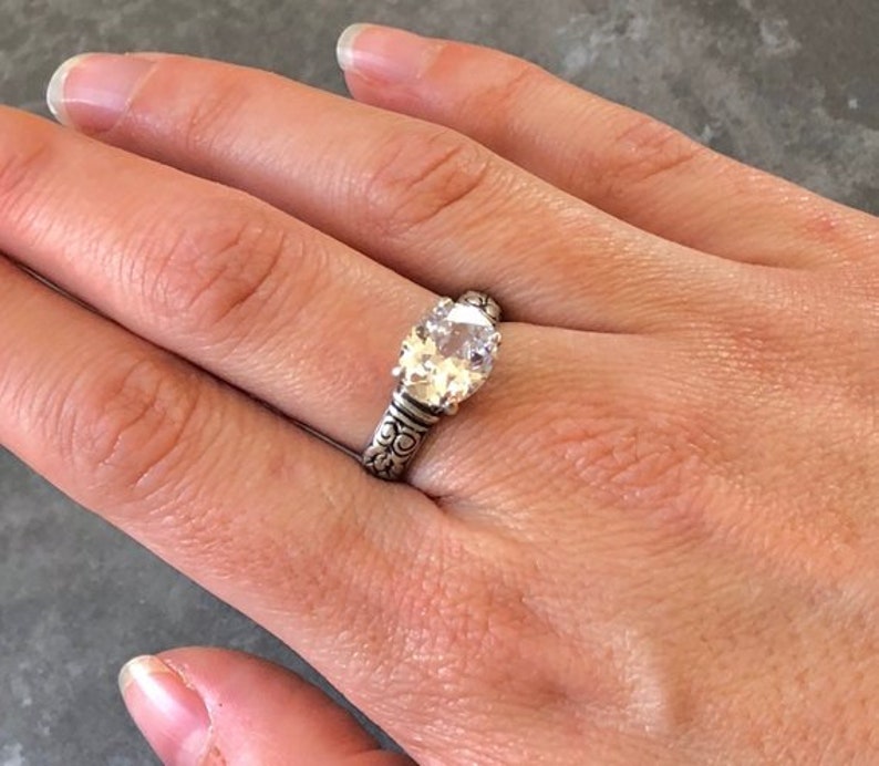 Vintage Silver Rings Horizontal Ring Large Yellow Ring Yellow Boho Ring Large Citrine Ring November Birthstone Natural Citrine Ring