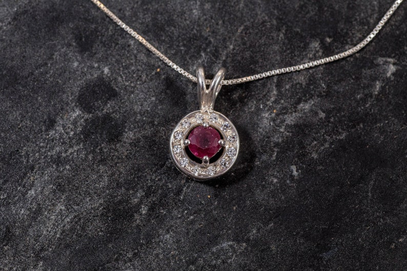 Ruby Pendant, Natural Ruby Pendant, Real Ruby, July Birthstone, Silver Pendant, Vintage Pendant, Red Pendant, Small Pendant, Dainty Pendant image 3