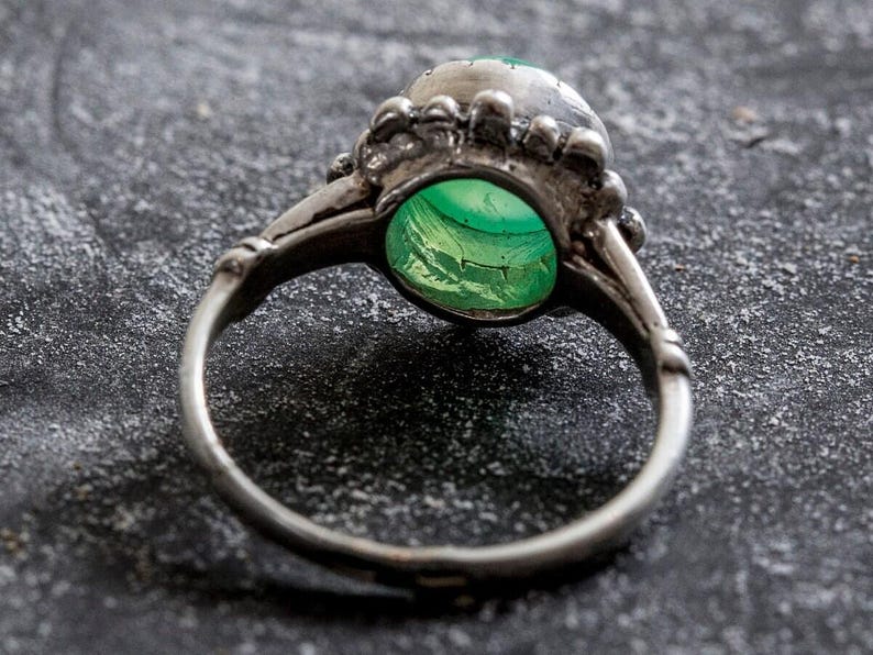 Chrysoprase Ring, Natural Chrysoprase, Vintage Ring, Green Stone Ring, Spring Ring, Solitaire Ring, 925 Solid Silver Ring, Real Chrysoprase image 10