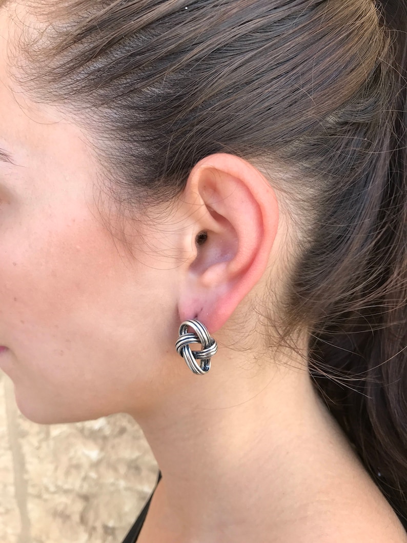 Knot Earrings Artistic Earrings Sterling Silver Statement Earrings Silver Knot Earrings Silver Earrings Unique Art Earrings