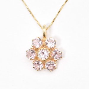 Gouden morganiethanger, gemaakt morganiet, roze bloemketting, roze diamanten hanger, grote bloemhanger, cadeau voor haar, Adina Stone