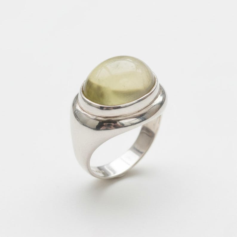 Lemon Quartz Ring, Lemon Quartz, Natural Stone, Yellow Stone Ring, Large Stone Ring, Solid Silver Ring, Pure Silver image 1