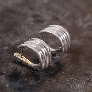 Half Hoop Earrings, Statement Earrings, 925 Silver Earrings, Unique Earrings, Artistic Earrings, Boho Earrings, Triple Earrings, Large Studs image 6