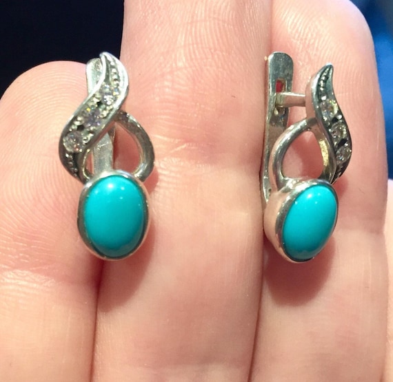 Orecchini AOVEAO A Goccia In Argento Sterling 925 Con Turchese A Cuore - Vintage Ipoallergenici Per Donne - Regalo Con Confezione