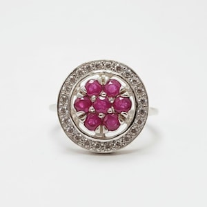 Red Ruby Ring, Natural Ruby Ring, Red Flower Ring, Vintage Rings, July Birthstone, Real Ruby Ring, July Birthstone Ring, Solid Silver Ring image 1