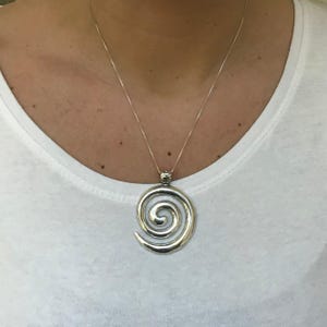 Swirl Pendant, Spiral Pendant, Solid Silver Pendant, Artistic Pendant, Statement Pendant, Round Pendant, Large Pendant, Twirl Pendant image 2