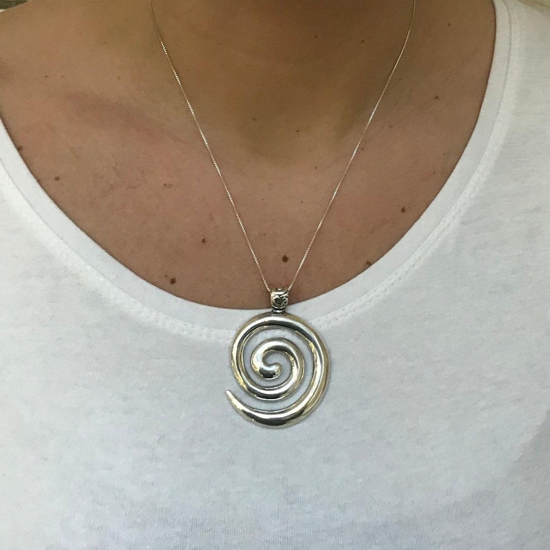 Swirl Pendant, Spiral Pendant, Solid Silver Pendant, Artistic Pendant, Statement Pendant, Round Pendant, Large Pendant, Twirl Pendant image 2