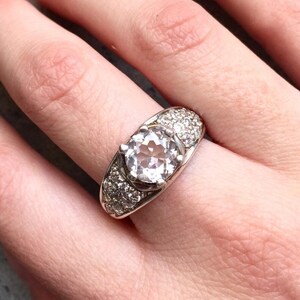 Bague en diamant, diamant de synthèse, bague de fiançailles, bague de style édouardien, bague ancienne, bague imposante, anneau large et scintillant, bague en argent sterling image 7