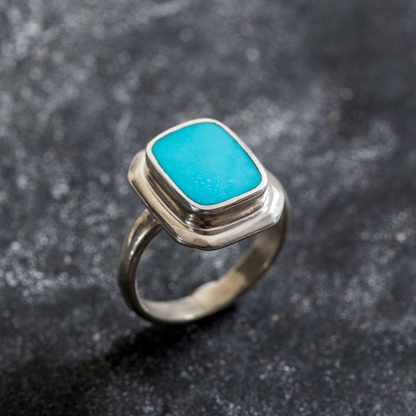 Turquoise Ring, Natural Turquoise, Sleeping Beauty, Sleeping Beauty Ring, December Birthstone, Real Turquoise, Solid Silver Ring, Turquoise