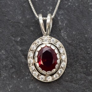 Ruby Pendant, Created Ruby, Antique Ruby Pendant, Vintage Ruby Pendant, Victorian Pendant, Red Diamond Pendant, Red Oval Pendant, 925 Silver image 9