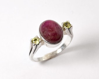 Anillo de rubí, anillo de rubí natural, anillo con piedra natal de julio, anillo vintage rojo, anillo de rubí genuino, anillo vintage, anillo de rubí grande, anillo de plata maciza