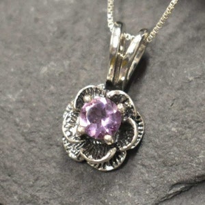 Amethyst Pendant, Natural Amethyst, February Birthstone, Flower Pendant, Rose Pendant, Floral Pendant, Purple Pendant, 925 Silver Pendant